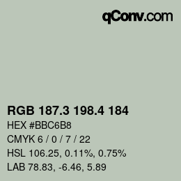カラーコード: RGB 187.3 198.4 184 | qconv.com