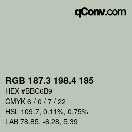 カラーコード: RGB 187.3 198.4 185 | qconv.com