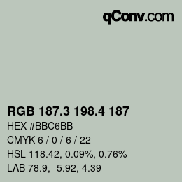 カラーコード: RGB 187.3 198.4 187 | qconv.com
