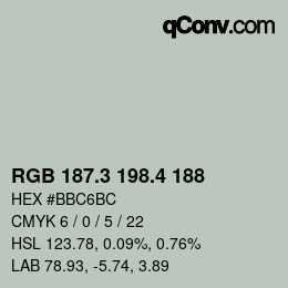 カラーコード: RGB 187.3 198.4 188 | qconv.com