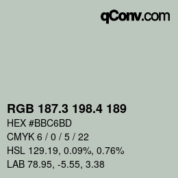 カラーコード: RGB 187.3 198.4 189 | qconv.com