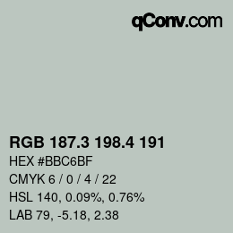 カラーコード: RGB 187.3 198.4 191 | qconv.com