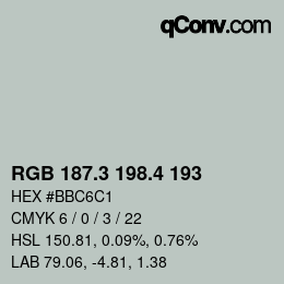 カラーコード: RGB 187.3 198.4 193 | qconv.com