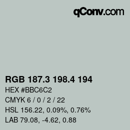カラーコード: RGB 187.3 198.4 194 | qconv.com