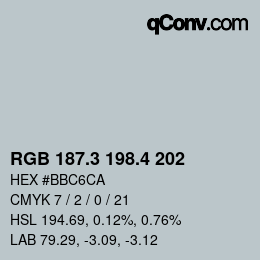 カラーコード: RGB 187.3 198.4 202 | qconv.com