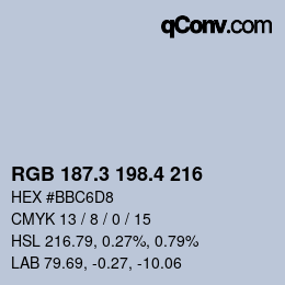 カラーコード: RGB 187.3 198.4 216 | qconv.com