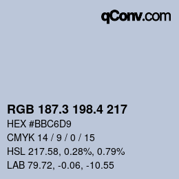 カラーコード: RGB 187.3 198.4 217 | qconv.com