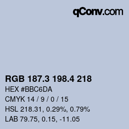 カラーコード: RGB 187.3 198.4 218 | qconv.com