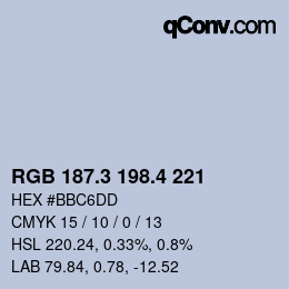 カラーコード: RGB 187.3 198.4 221 | qconv.com