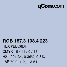 カラーコード: RGB 187.3 198.4 223 | qconv.com