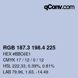 カラーコード: RGB 187.3 198.4 225 | qconv.com