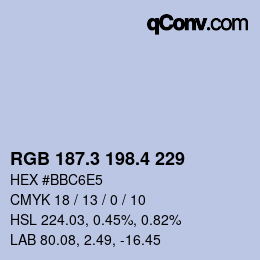 カラーコード: RGB 187.3 198.4 229 | qconv.com