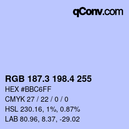 カラーコード: RGB 187.3 198.4 255 | qconv.com