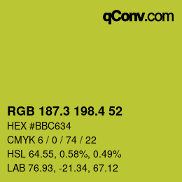 カラーコード: RGB 187.3 198.4 52 | qconv.com