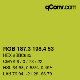 カラーコード: RGB 187.3 198.4 53 | qconv.com