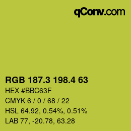 カラーコード: RGB 187.3 198.4 63 | qconv.com