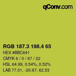 カラーコード: RGB 187.3 198.4 65 | qconv.com
