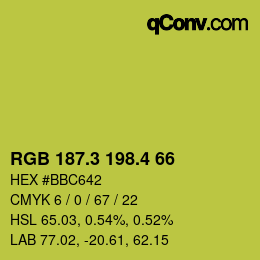 カラーコード: RGB 187.3 198.4 66 | qconv.com