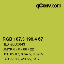 カラーコード: RGB 187.3 198.4 67 | qconv.com