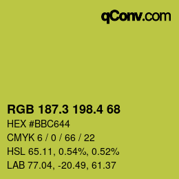 カラーコード: RGB 187.3 198.4 68 | qconv.com