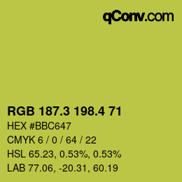 カラーコード: RGB 187.3 198.4 71 | qconv.com