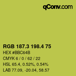 カラーコード: RGB 187.3 198.4 75 | qconv.com