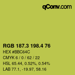 カラーコード: RGB 187.3 198.4 76 | qconv.com