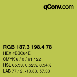 カラーコード: RGB 187.3 198.4 78 | qconv.com
