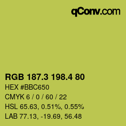 カラーコード: RGB 187.3 198.4 80 | qconv.com