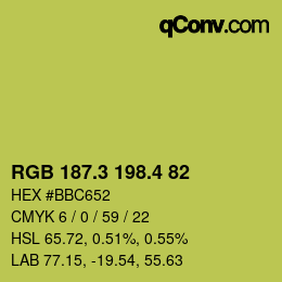 カラーコード: RGB 187.3 198.4 82 | qconv.com