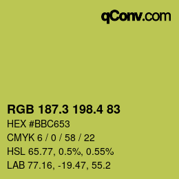 カラーコード: RGB 187.3 198.4 83 | qconv.com