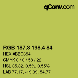 カラーコード: RGB 187.3 198.4 84 | qconv.com