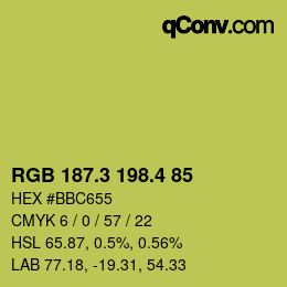 カラーコード: RGB 187.3 198.4 85 | qconv.com