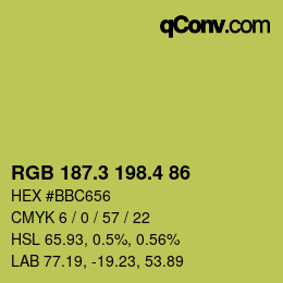 カラーコード: RGB 187.3 198.4 86 | qconv.com