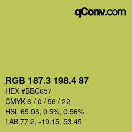 カラーコード: RGB 187.3 198.4 87 | qconv.com
