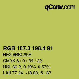 カラーコード: RGB 187.3 198.4 91 | qconv.com