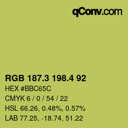 カラーコード: RGB 187.3 198.4 92 | qconv.com