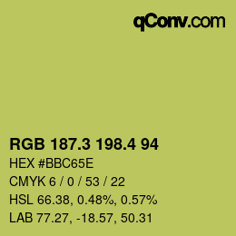 カラーコード: RGB 187.3 198.4 94 | qconv.com
