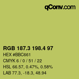 カラーコード: RGB 187.3 198.4 97 | qconv.com