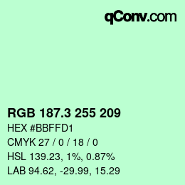 カラーコード: RGB 187.3 255 209 | qconv.com