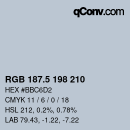 Code couleur: RGB 187.5 198 210 | qconv.com