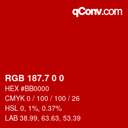 カラーコード: RGB 187.7 0 0 | qconv.com