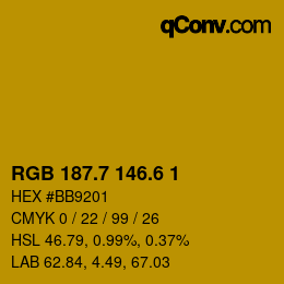 カラーコード: RGB 187.7 146.6 1 | qconv.com