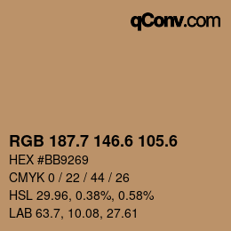 カラーコード: RGB 187.7 146.6 105.6 | qconv.com