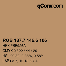 カラーコード: RGB 187.7 146.6 106 | qconv.com