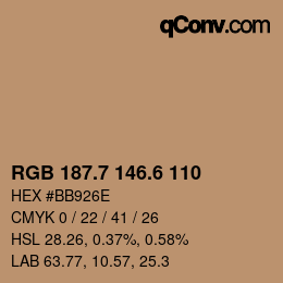 カラーコード: RGB 187.7 146.6 110 | qconv.com