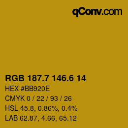 カラーコード: RGB 187.7 146.6 14 | qconv.com