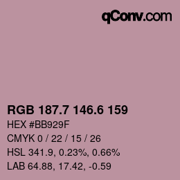 カラーコード: RGB 187.7 146.6 159 | qconv.com