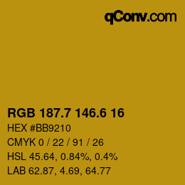 カラーコード: RGB 187.7 146.6 16 | qconv.com