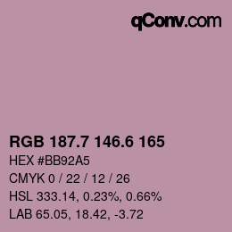 カラーコード: RGB 187.7 146.6 165 | qconv.com
